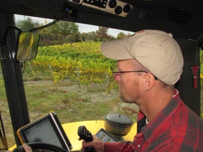 John Wagner driving the harvester
