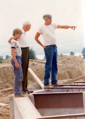 John Wagner with his father and grandfather during construction