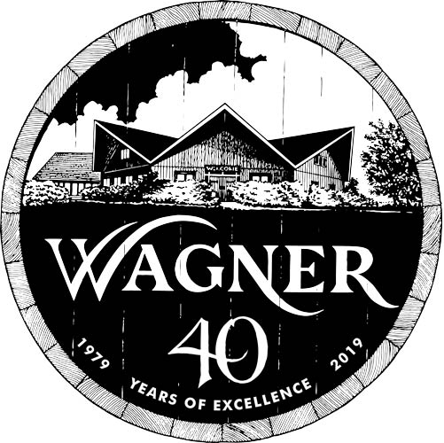 Wagner logo on wine barrel - Celebrating 40 years of excellence 1979-2019